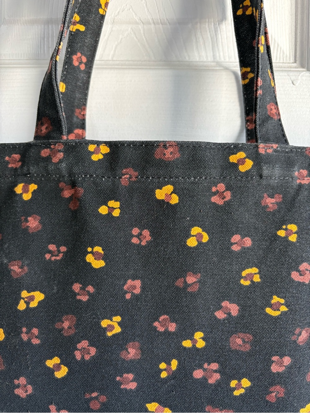 MADEWELL Insider Canvas Reusable Tote Shopping Bag Black Brown Yellow Floral - Picture 3 of 7